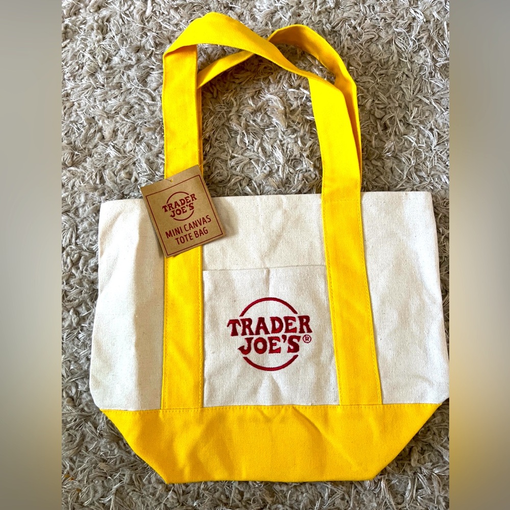 Trader Joe’s LIMITED EDITION Mini Canvas Yellow Tote Bag ~NWT